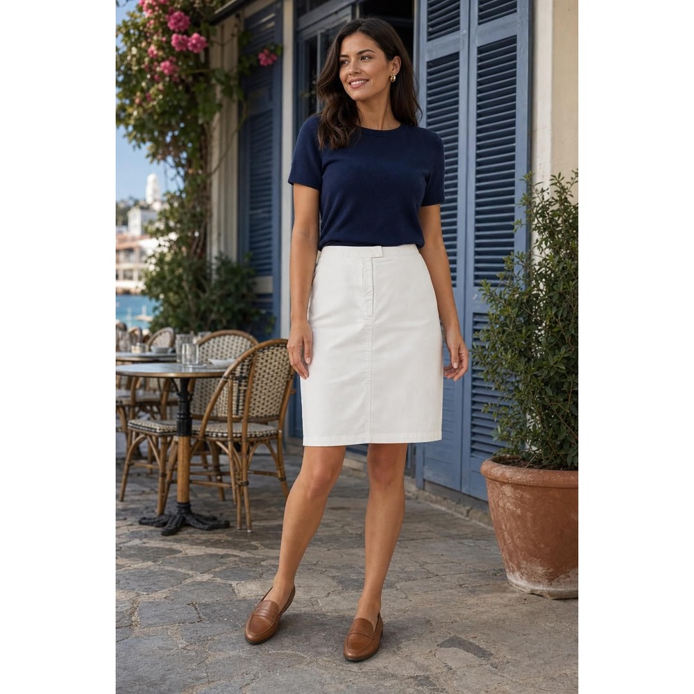 Jones New York Sport Skirt Women's 10 White Cotton Stretch Classic Preppy